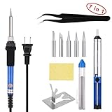 GHB Soldering Iron Kit 110V AdjustableTemperature Electric Iron Sets for Various Repairing Usage [並行
