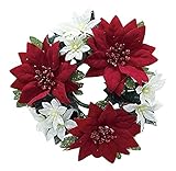 エルアーツ クリスマス オーナメント ポインセチアリング 直径12cm・花径6cm E8981-00