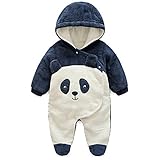 エルフ ベビー(Fairy Baby)ベビーカバーオール冬 新生児ロンパース着ぐるみ 前開きフード付き 長袖 パンダ 73cm