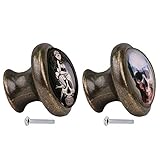 monkeyjack 2pcsスカルパターンヴィンテージメタルドアノブキャビネット引き出しビンドレッサー食器棚プルハンドルノブ家具ハードウェア# 1