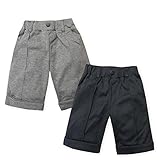 ベビー服 男の子 ハーフ パンツ ボトム フォーマル ロールアップ 男児 ベビー (1.グレー/90cm)
