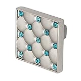 Wisdomストーン4206sn-aq Cocoサテンニッケルwith Aquaブルークリスタルキャビネットノブ、1 – 5 / 32 "