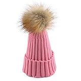 ニット 帽子 キャップ キッズ 秋冬 子供用 無地 男女兼用 可愛い 防寒 (ピンク)