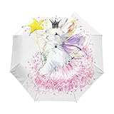 naanle Pretty Bunny Fairy Crownスプラッシュ水彩Auto Open Close折りたたみ式傘