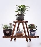 小さな花のラックの鍋の棚の木の花の棚の2つの層 ( 色 : Carbon color )