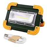 KBook led 投光器 充電式 30W COBライト ポータブル 投光器 作業灯 赤・青ライト搭載 小型・軽量 折り畳み式 釣り用 車の修理用 夜間作業 アウトドア (電池なし)