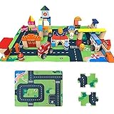 Wood City Traffic Building Blocks - iPlay iLearn Wooden City Building Construction Building Blocks S