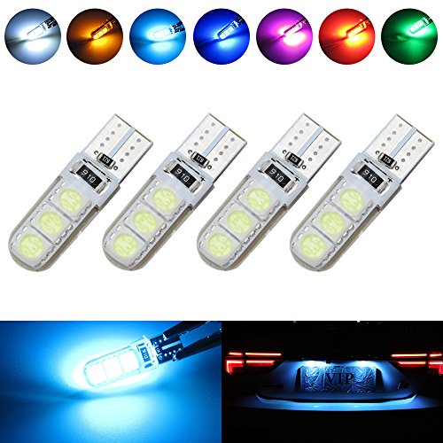 ライセンスランプ ナンバー灯 T10 Ledバルブ アイスブルー T10 Led ポジション クリアランスランプ ルームランプ 車幅灯 自動車 バイク 汎用 Ledランプ ウェッジ球 12v W5w Led 5050smd 6連 シリコン 防水 耐高温 4個セット 1797