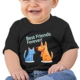 ハッピーな友情の日 犬とネコ子供服 ベビーTシャツ 半袖 男の子 女の子 クルーネック カジュアル