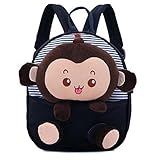 Schoolsupplies Babys Cute 3d Monkey Little Backpack Plush Bag for Toddlers Kids, Navy by School Supp