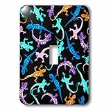 3drose LSP _ 80638 _ 1ピンクパープルブルーN Aqua Geickos N Lizards onブラックライトスイッチカバー