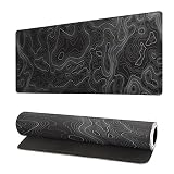 Topographic Contour 拡張ビッグマウスパッド Lサイズ ゲーム用マウスパッド デスクパッド 長さ27.6x11.8インチ コンピューターキーボード マウスマット マウスパッド 3mmの滑り止めベースとステッチエッジ ゲームやオフィス用