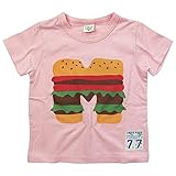 《初夏盛夏対応》INDIE PARK(インディーパーク) 天竺ハンバーガーポテト半袖Tシャツ 90cm/ピンク NO.IN-173805