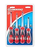 Crescent CSD4PC Cushion Grip Screwdriver Set Red/Black 4-Piece [並行輸入品]