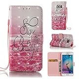 Jansuke Samsung Galaxy S6 Edge ケース カバー バンパー 手帳型 3D 合皮 PU レザー ストラップ付き アートデザイン 色鮮やか 図柄 お洒落 便利 な book c