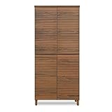 北欧風 80cm幅 ハイタイプシューズボックス 脚付き ブラウン 完成品