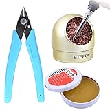 ETEPON　こて先クリーナー　こて台　はんだごてセット　掃除用金たわし　ワイヤースポンジ　真鍮製のコイル　DIY 電子作業 溶接（3点セット） ET003
