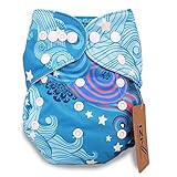iZiv新生児1厚いおむつ付きオーガニック幼児防水/調整/再利用可能/洗えるポケット布おむつのフィット赤ちゃん0.5-3歳(ウェーブ)
