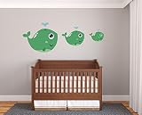 Whalesベビー動物ベビー部屋子供部屋Nautic Girls Boys壁デカールビニールステッカー 38''x14''(Medium)