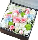 花由 ボックスフラワー hana cube 黒箱 【生花】 ホワイトxピンク系