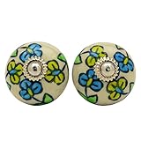 ブルーキッチンノブセラミック子供ドレッサーノブ引き出し引き出しキャビネットノブ2個 1.7" Diameter ホワイト
