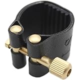 Ligature コンパクト　リガチャー　ファスナー 人工レザー製 マウスピース ラバー アルトサックス サックス対応【並行輸入品】