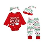 cm-trading カバーオール 新生児 クリスマス ロンパース 長袖 ベビー服 赤ちゃん 肌着 かわいい 4点セット 上着＋パンツ＋帽子＋ヘッドバンド 女の子 ルームウェア お出かけ 出産祝い プ