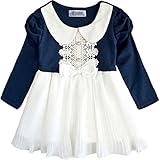 HONEY BLOSSOM ガールズ 【 清楚 ふんわり プリーツ フォーマル ワンピース 】 女の子 セレモニー ウェア 結婚式 七五三 発表会 ドレス 紺色 m022 110cm