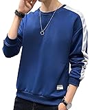 [エンプティオ] クルーネック カットソー ストリート系 長袖 トレーナー メンズ 丸首 フェイクレイヤード プルオーバー 重ね着風 お洒落服 トップス スウェット リブ袖 ヒップホップ お兄系 スウェットシャツ アウトドア 切り替え えりなし オシャレ服 アメカジ v系 シンプル 裏起毛 部屋着 ドロップショルダー ロングティーシャツ uネック スポーツ系 オーバーサイズ (XL) ネイビー