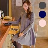 マタニティウェアネックラインレース装飾Aラインワンピース SOD5112 FREE(フリー) BEIGE(ライトベージュ)