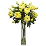 Nearly Natural 1230-YL Peony with Cylinder Silk Flower Arrangement, Yellow by Nearly Natural [並行輸入品]