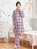 Angeliebe エンジェリーベ マタニティ パジャマ 授乳口付き 平織 チェック ナイティ 妊婦服 産前 産後 長袖 前開き アジャスター調節可 (mutti ei) L パープル 21793 2