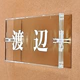 ガラス表札 白文字 銅板付き 150x80x10mm (シンプル２)