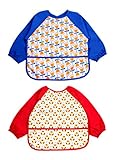 pipinowa(ピピノワ) 子供 食事 エプロン ２枚セット 防水 女の子 男の子 80-90 (レッド&ブルー)