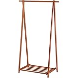 ぼん家具 ハンガーラック 木製 コートハンガー 幅102.6×奥行54×高さ173.3cm 折りたたみ 棚板付き 耐荷重50kg 衣類収納