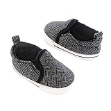 Carter's Boys' Baby Soft Sole Slip on Sneaker Black 9 Crib Shoe Grey Herringbone 6-12 Months Regular