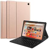 ピーシーエーテック Amazon Fire HD 10 第13世代 ケース付き Bluetooth キーボード US配列 かな入力対応 キーボード/ブラック ローズゴールド