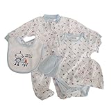 (ナーサリー・タイム) Nursery Time 赤ちゃん・ベビー用 ベビー服 5点 ギフトセット 男の子 (新生児) (ホワイト/ブルー)