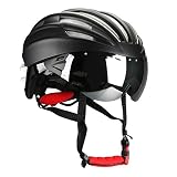 Uzexon　超軽量　サイクリングヘルメット　アジャスター　自転車　ヘルメット　26穴通気　サイズ調整可能　サングラス付け　子供も利用可能 (ブラック+レッド)