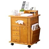 サイドテーブル 木製 すっ桐ナイトワゴン キャスター付き 引き出し 完成品