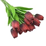 Labellevie 10 Pcs Mini Tulip Flower Artificial PU Home Party Wedding Decoration Red wine [並行輸入品]