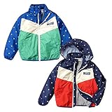 (ブルー/90cm)ベビー服 男の子 アウター フルジップ ジャケット Donky Jossy ドンキージョシー ポケッタブル コンパクトに収納 収納式フード 星柄 配色切替 男児 ベビー