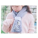 Candykids　可愛くてふわふわ キッズ用 マフラー 全6色 　柔らかいキッズ ふわふわマフラー　純色厚手 秋冬　女の子ネックウォーマー　男女兼用 (グレー)