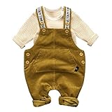 ノーブランド品 オーバーオール サロペット オールインワン 柔らかい素材 ベビー 子供 女の子　男の子　2点セット イエロー　100cm