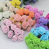 私の家族 50 個入り 2.5 cm 人工バラ PE 発泡ローズ花結婚式パーティー ホーム装飾バレンタインの日偽の花-紫