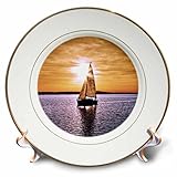 ジャッキー・Popp Wildlife N Nature Scenic – Sail Boat Sunset – プレート 8-Inch cp_23820_1