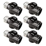 Onite 6-Pack of E26 to E26 US Standard Screw Light Holder with Two Outlet Socket Adapter, Black [並行輸