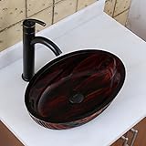 EliteバスルームMolten Lavaガラス容器シンク& Oil Rubbed Bronzeシングルレバー蛇口