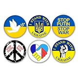 6枚セット for UKRAINE ピースマーク 缶バッジ セット 支援 缶バッチ マイキー平和 ウクライナ 願い Support UKRAINE 国旗 NO WAR 缶バッジ バッジ バッグ小物 かばん掛け 携帯 飾り (6枚セット)