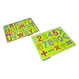 Generic Wooden Alphabets and Numbers Tracing Boards, Yellow [並行輸入品]